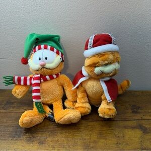 Lot of 2 Ty Garfield Christmas Plush - Season’s Greetings Buddy & His Majesty